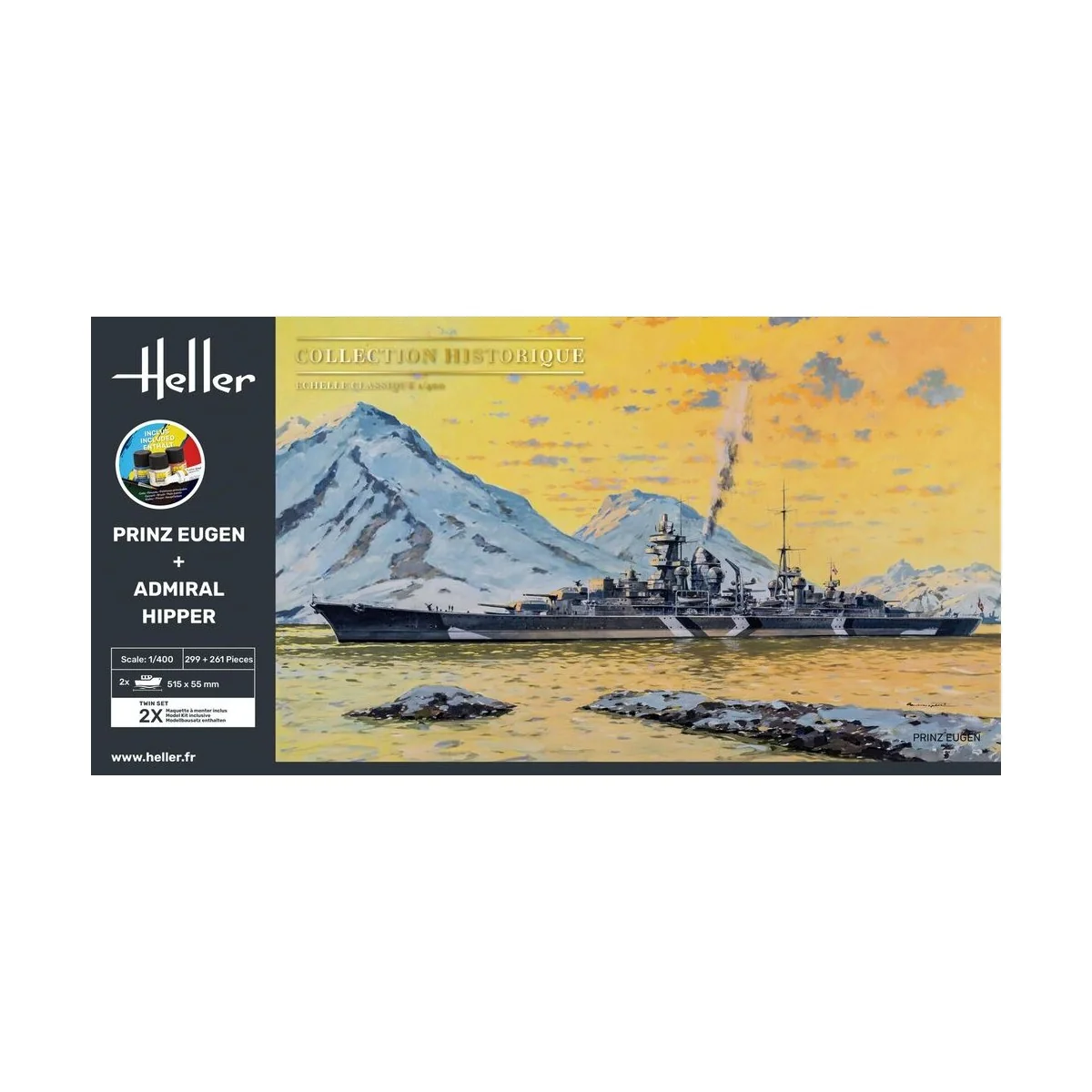 STARTER KIT Twin Set Prinz Eugen + Admiral Hipper, 1/400 - Heller 5...