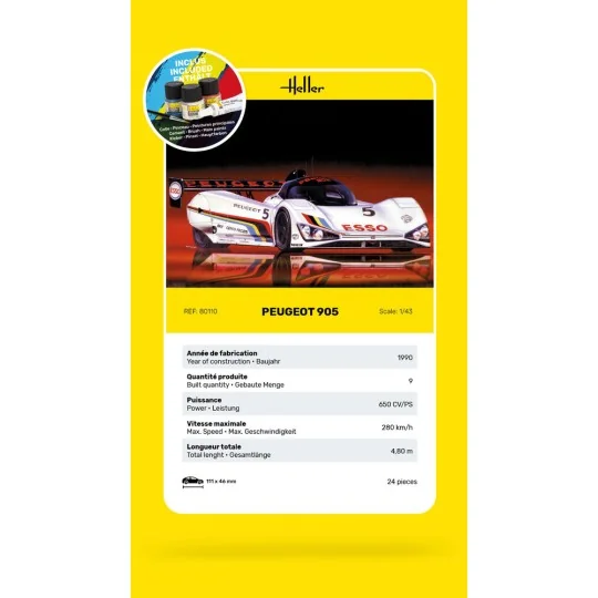 STARTER KIT Peugeot 905, 1/43 - Heller 56110