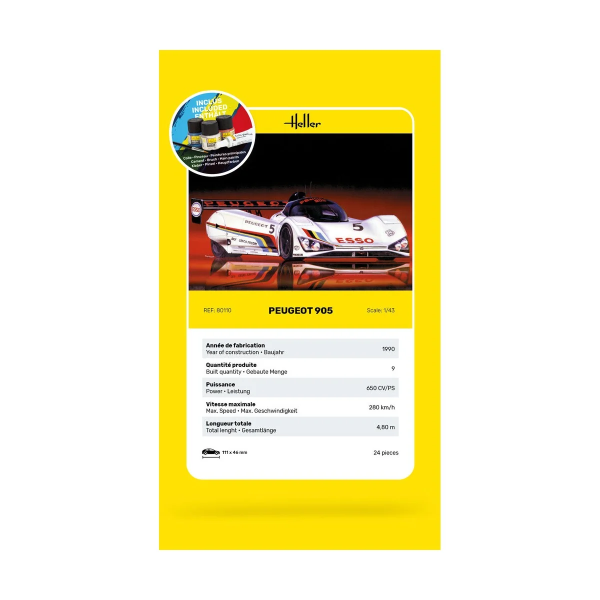 STARTER KIT Peugeot 905, 1/43 - Heller 56110