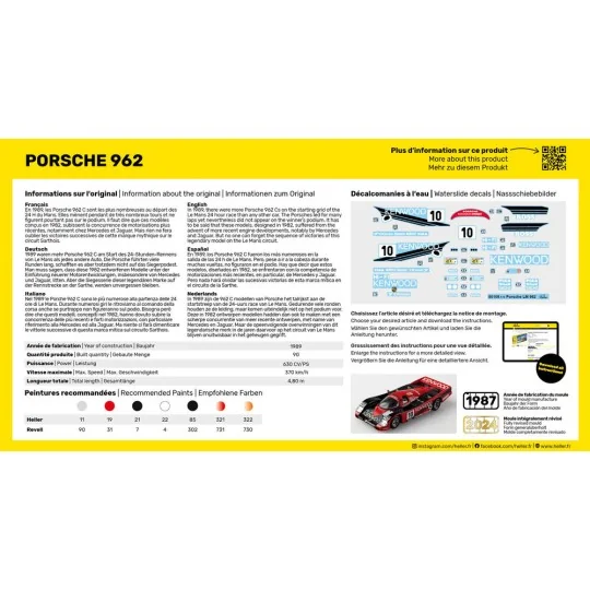 STARTER KIT Porsche 962, 1/43 - Heller 56109