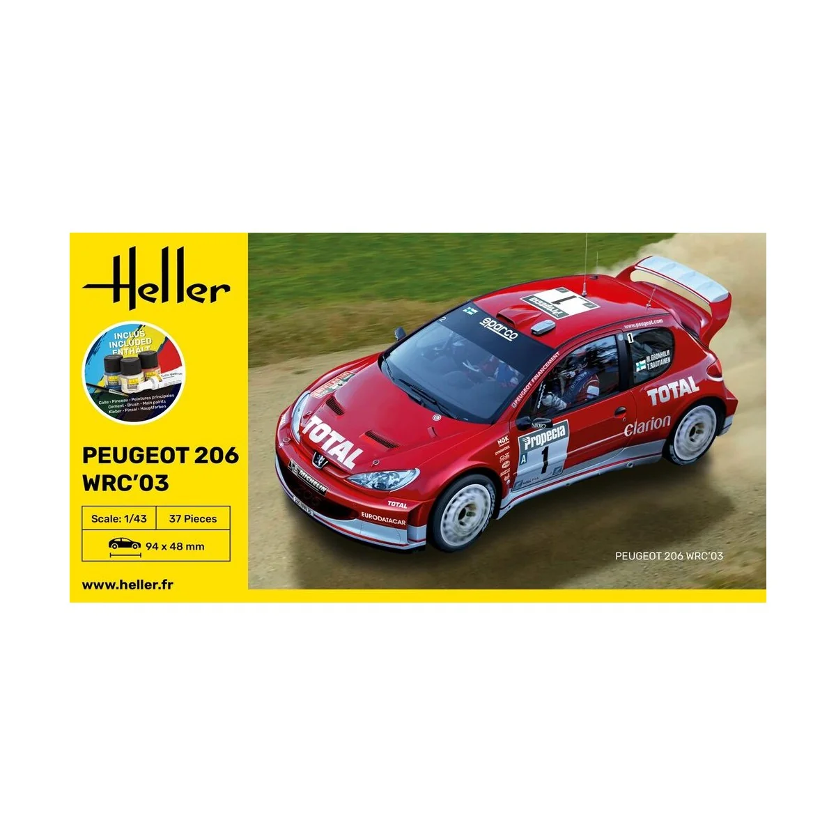 STARTER KIT Peugeot 206 WRC'03, 1/43 - Heller 56113
