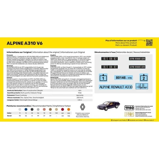 STARTER KIT Alpine A310, 1/43 - Heller 56146