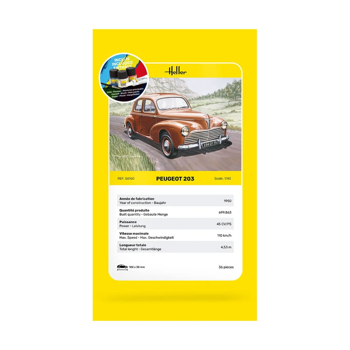 STARTER KIT Peugeot 203, 1/43 - Heller 56160