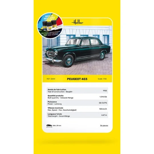 STARTER KIT Peugeot 403, 1/43 - Heller 56161