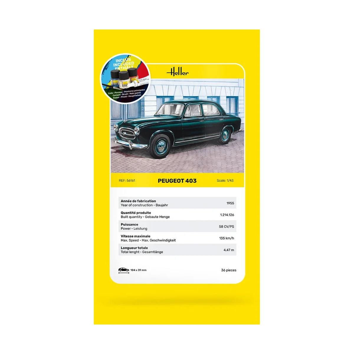 STARTER KIT Peugeot 403, 1/43 - Heller 56161