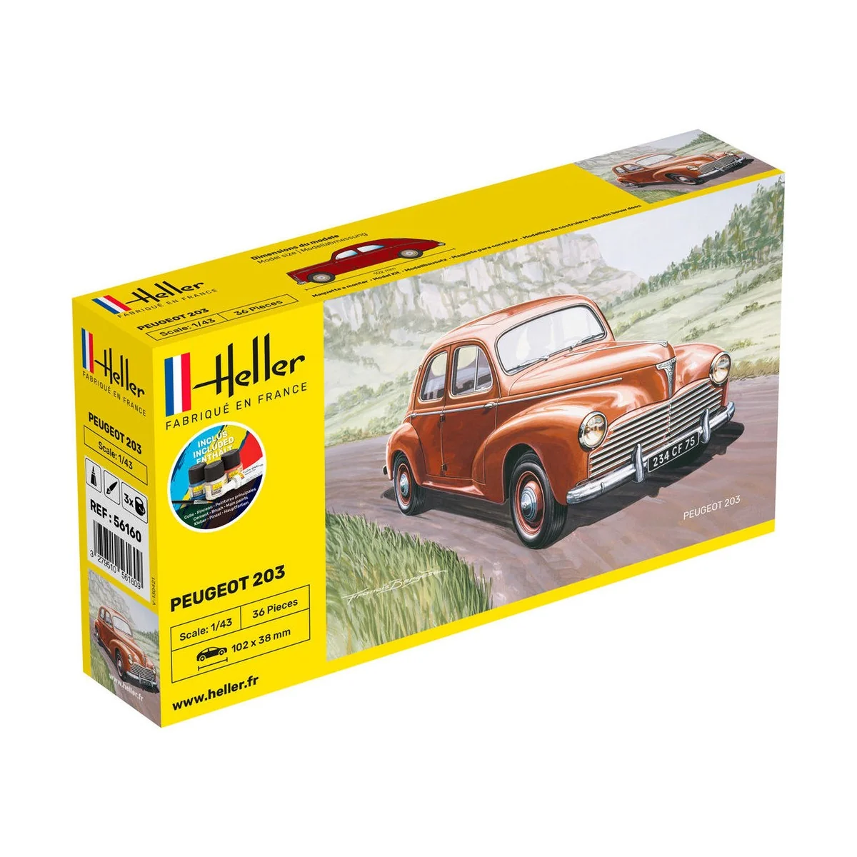 STARTER KIT Peugeot 203, 1/43 - Heller 56160