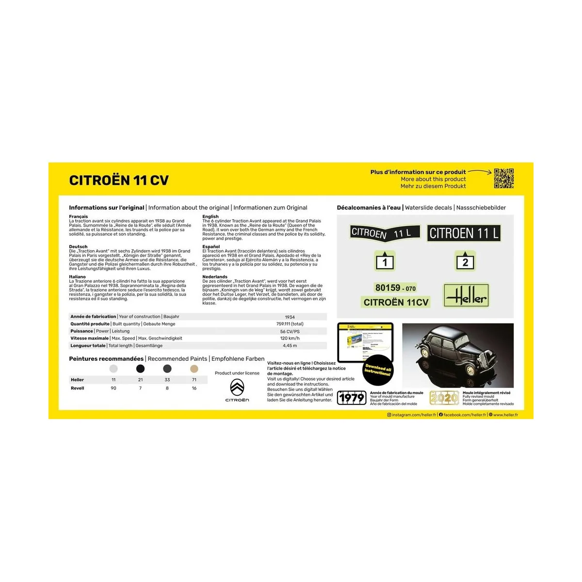 STARTER KIT Citroen 11 CV, 1/43 - Heller 56159