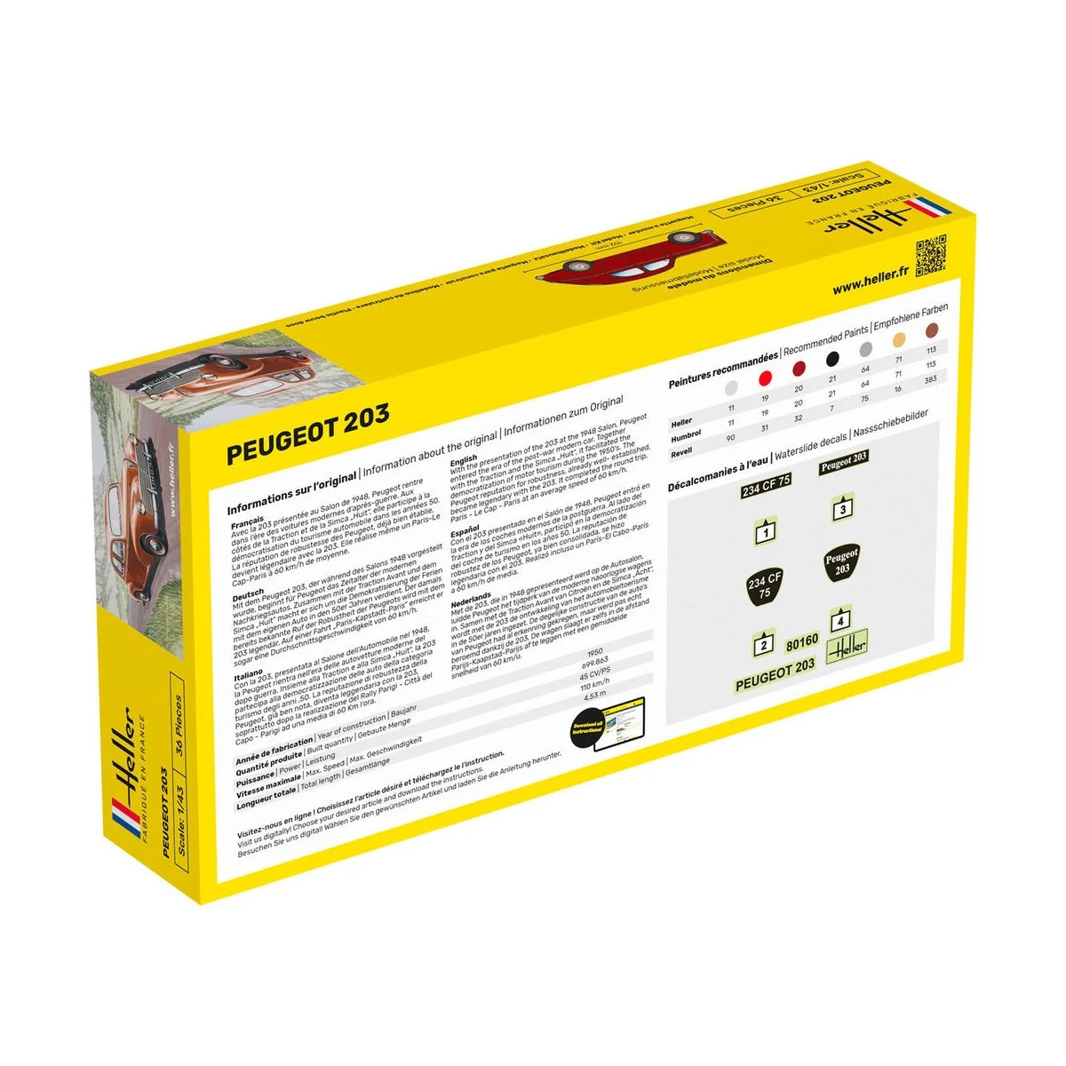 STARTER KIT Peugeot 203, 1/43 - Heller 56160