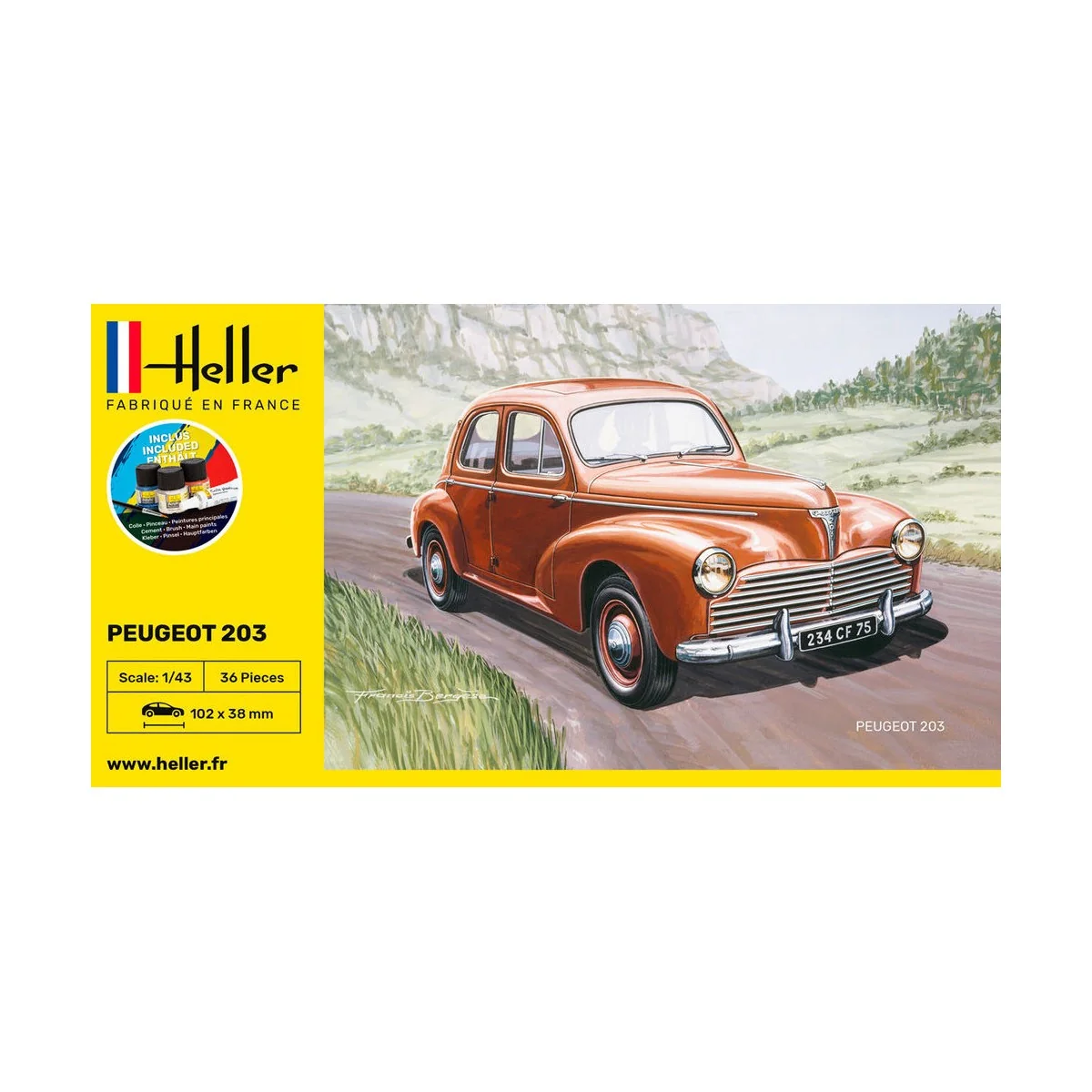 STARTER KIT Peugeot 203, 1/43 - Heller 56160