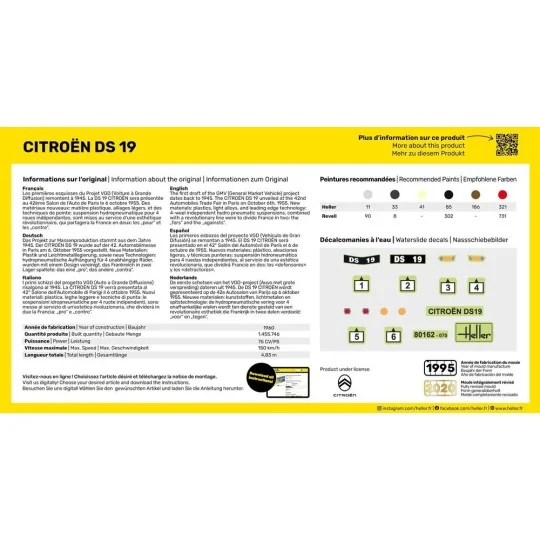 STARTER KIT Citroen DS 19, 1/43 - Heller 56162