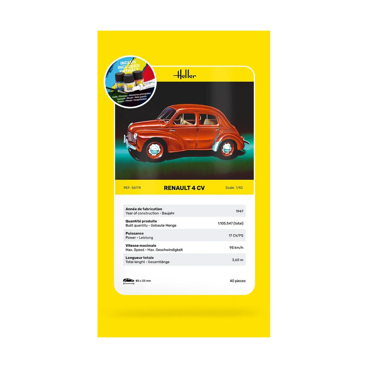 STARTER KIT Renault 4 CV, 1/43 - Heller 56174