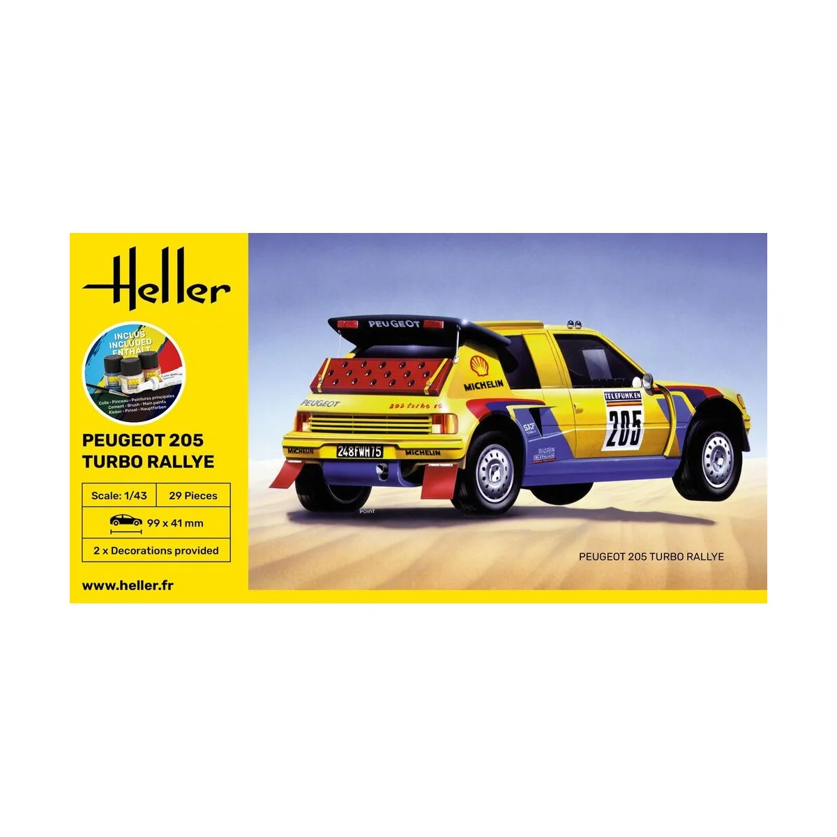 STARTER KIT Peugeot 205 Turbo Rallye, 1/43 - Heller 56189