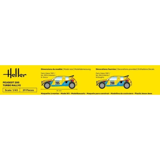 STARTER KIT Peugeot 205 Turbo Rallye, 1/43 - Heller 56189