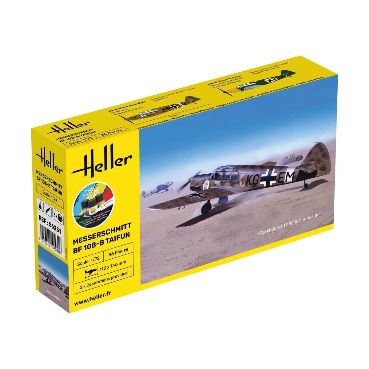 STARTER KIT Messerschmitt Bf 108 B Taifun, 1/72 - Heller 56231