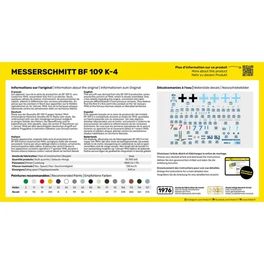 STARTER KIT Messerschmitt Bf 109 K-4, 1/72 - Heller 56229