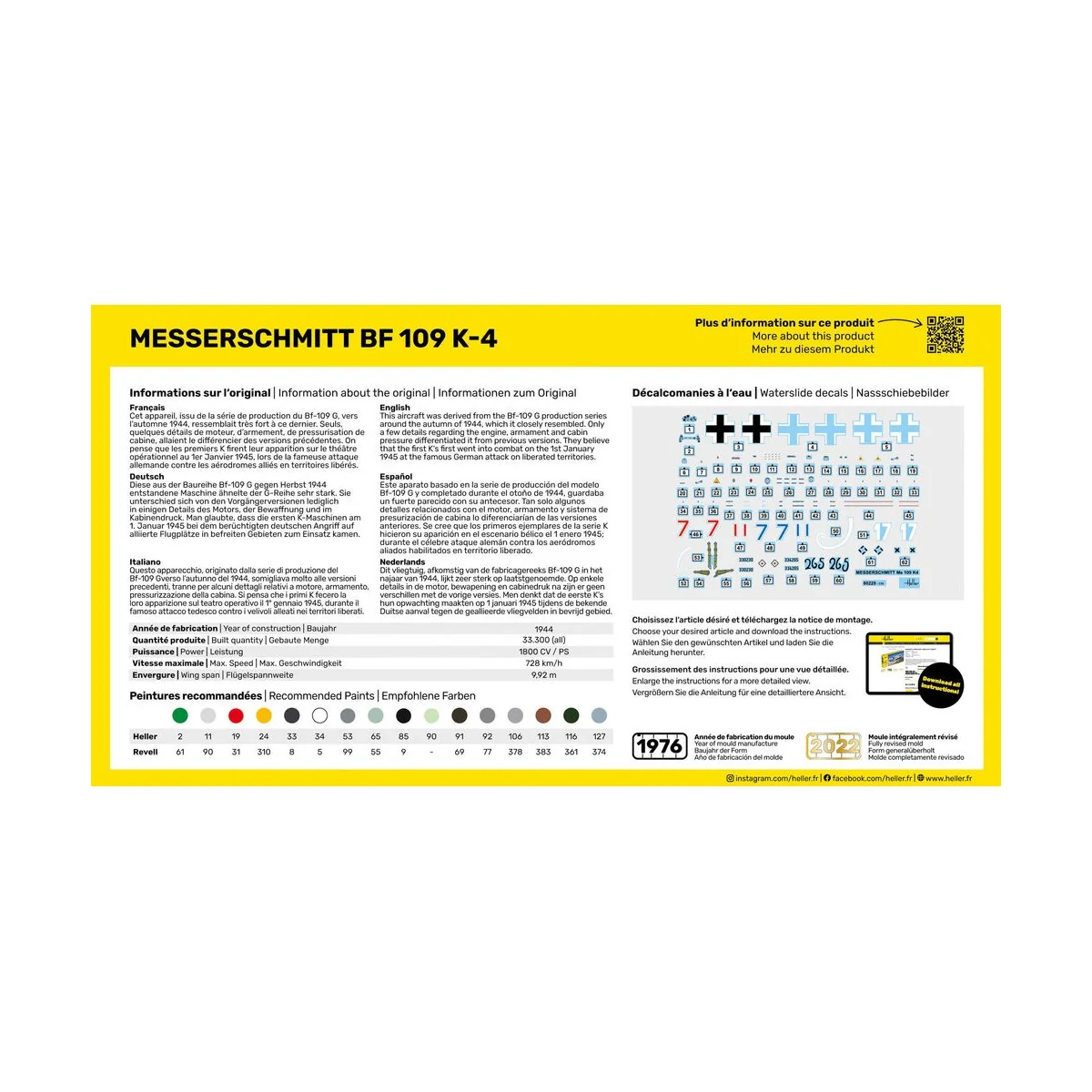 STARTER KIT Messerschmitt Bf 109 K-4, 1/72 - Heller 56229