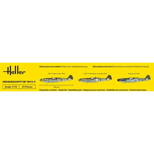 STARTER KIT Messerschmitt Bf 109 K-4, 1/72 - Heller 56229