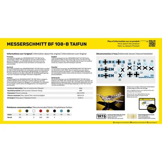 STARTER KIT Messerschmitt Bf 108 B Taifun, 1/72 - Heller 56231