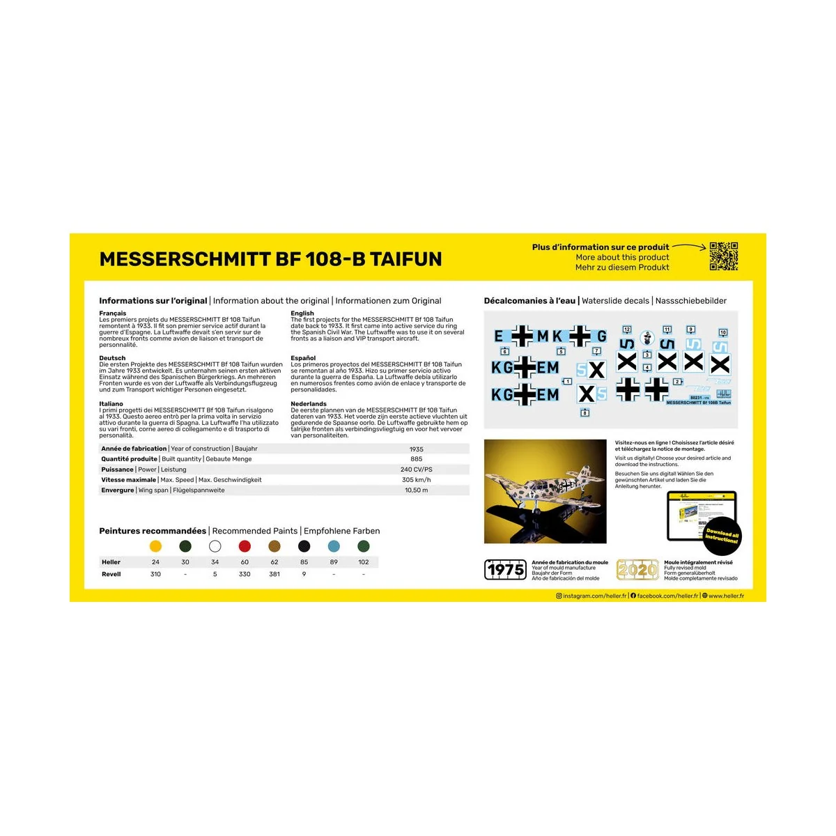 STARTER KIT Messerschmitt Bf 108 B Taifun, 1/72 - Heller 56231