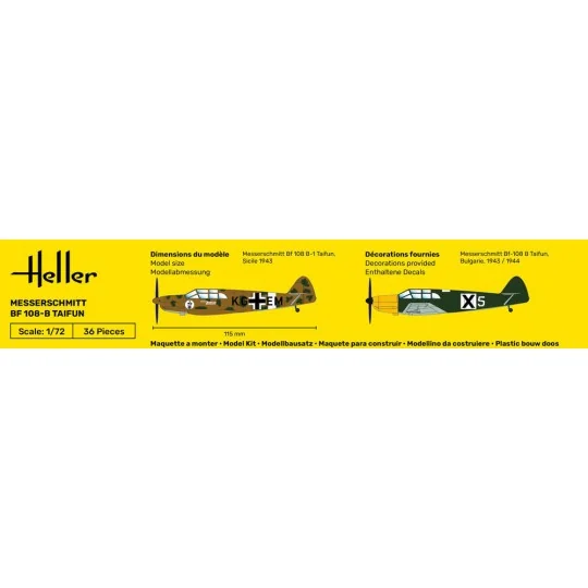 STARTER KIT Messerschmitt Bf 108 B Taifun, 1/72 - Heller 56231