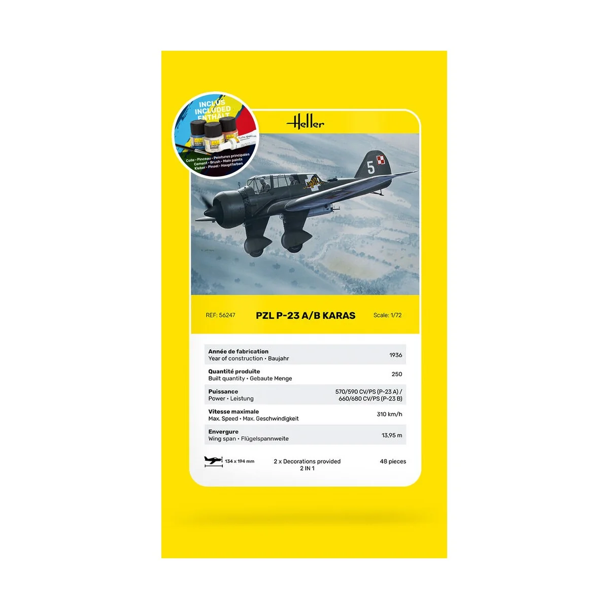 STARTER KIT PZL 23 Karas, 1/72 - Heller 56247