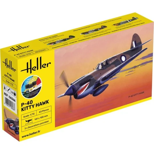 STARTER KIT P-40 Kitty Hawk, 1/72 - Heller 56266