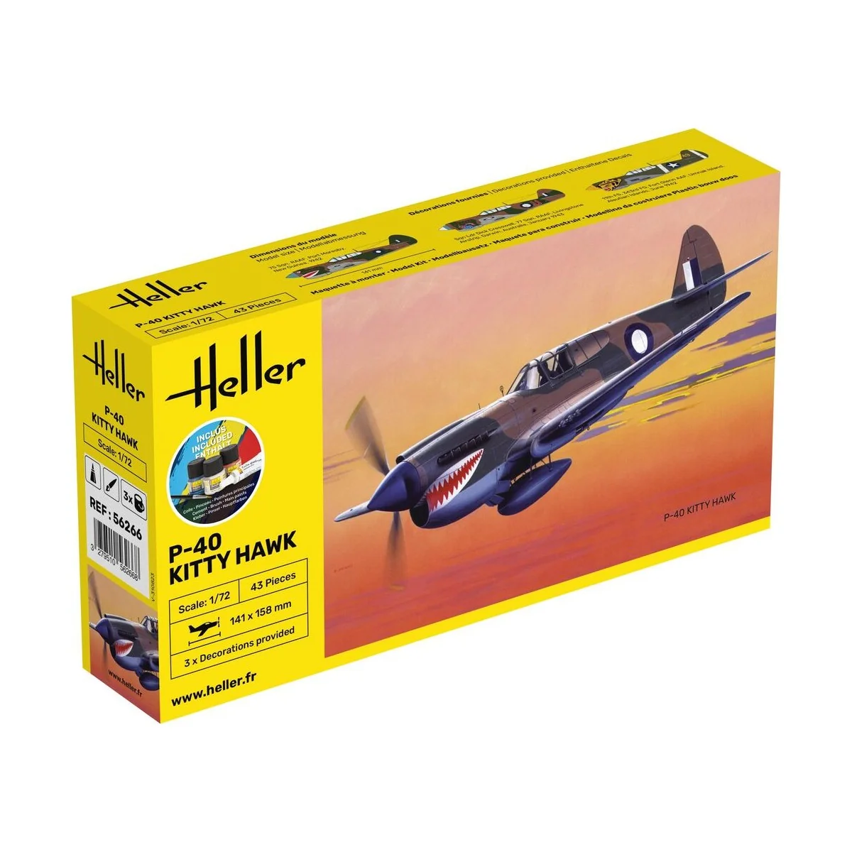 STARTER KIT P-40 Kitty Hawk, 1/72 - Heller 56266