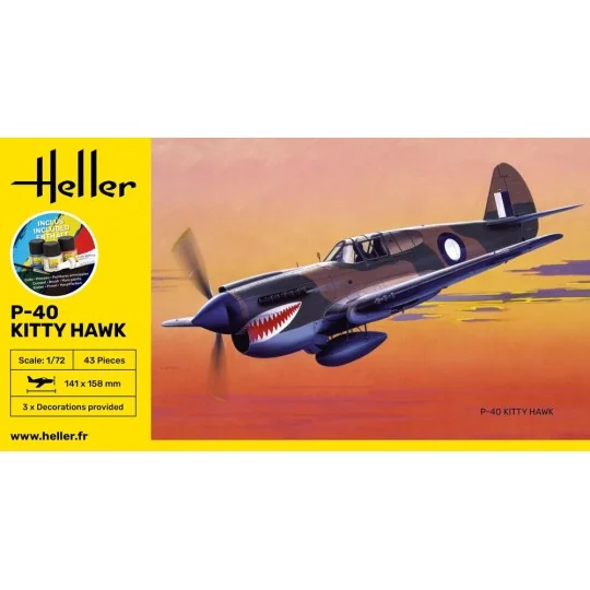 STARTER KIT P-40 Kitty Hawk, 1/72 - Heller 56266