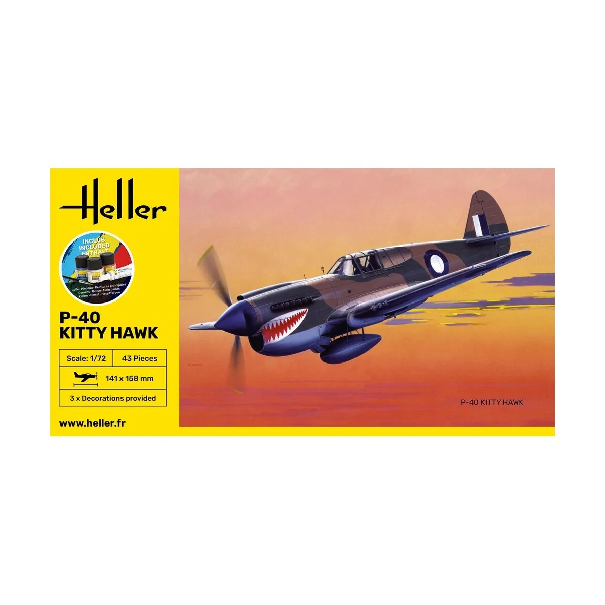 STARTER KIT P-40 Kitty Hawk, 1/72 - Heller 56266