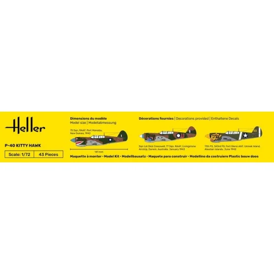 STARTER KIT P-40 Kitty Hawk, 1/72 - Heller 56266