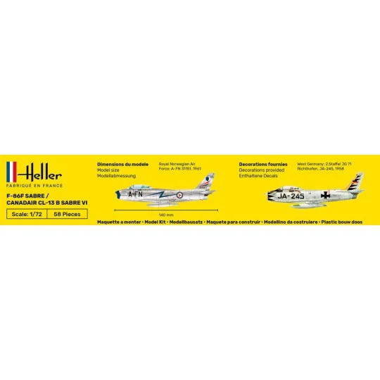 STARTER KIT F-86F Sabre / Canadair CL-13 B Sabre VI, 1/72 - Heller ...