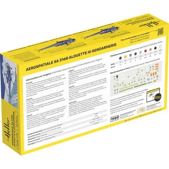 STARTER KIT SA 316 Alouette III Gendarmerie, 1/72 - Heller 56286