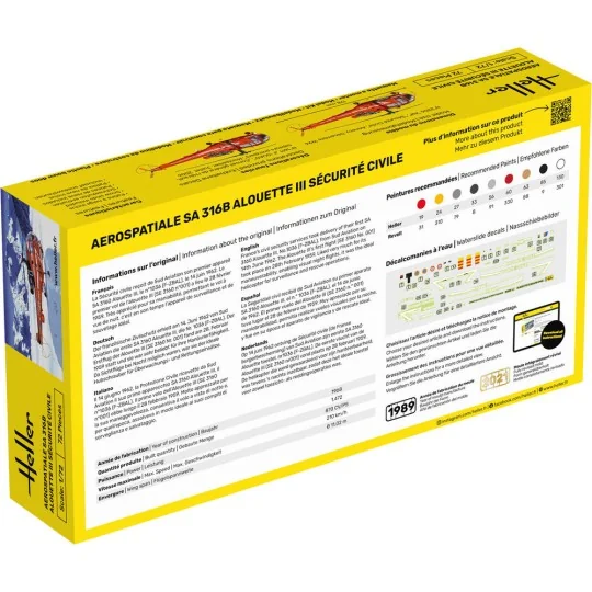 STARTER KIT Alouette III Sécurité Civile, 1/72 - Heller 56289