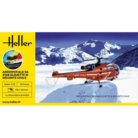 STARTER KIT Alouette III Sécurité Civile, 1/72 - Heller 56289