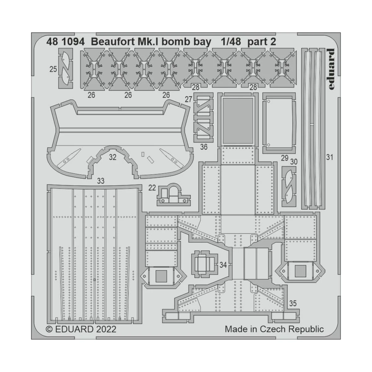 Beaufort Mk.I bomb bay for ICM, 1/48 - Eduard Accessories 481094