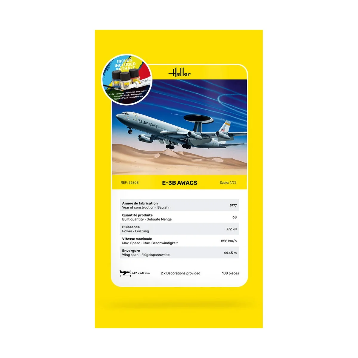 STARTER KIT E-3B Awacs, 1/72 - Heller 56308
