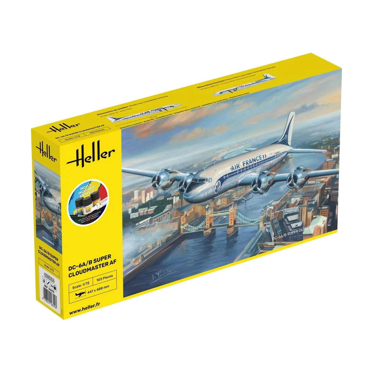 STARTER KIT DC6 Super Cloudmaster AF, 1/72 - Heller 56315