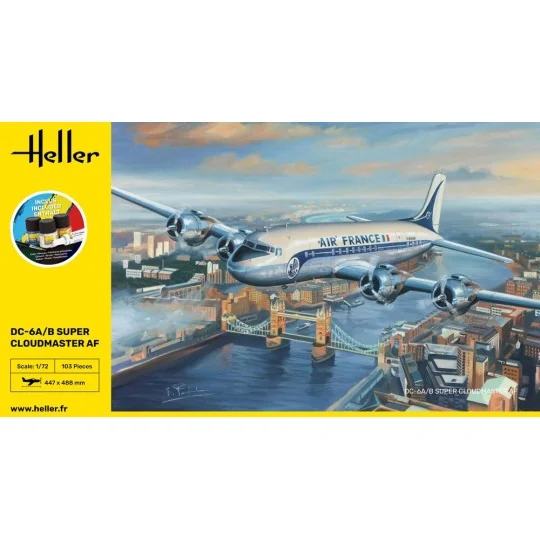 STARTER KIT DC6 Super Cloudmaster AF, 1/72 - Heller 56315