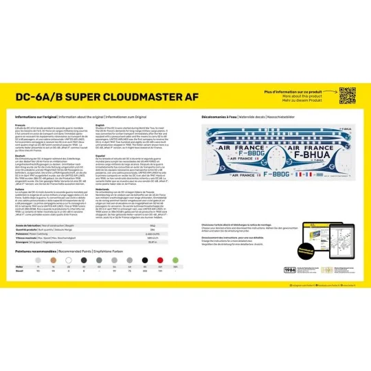 STARTER KIT DC6 Super Cloudmaster AF, 1/72 - Heller 56315