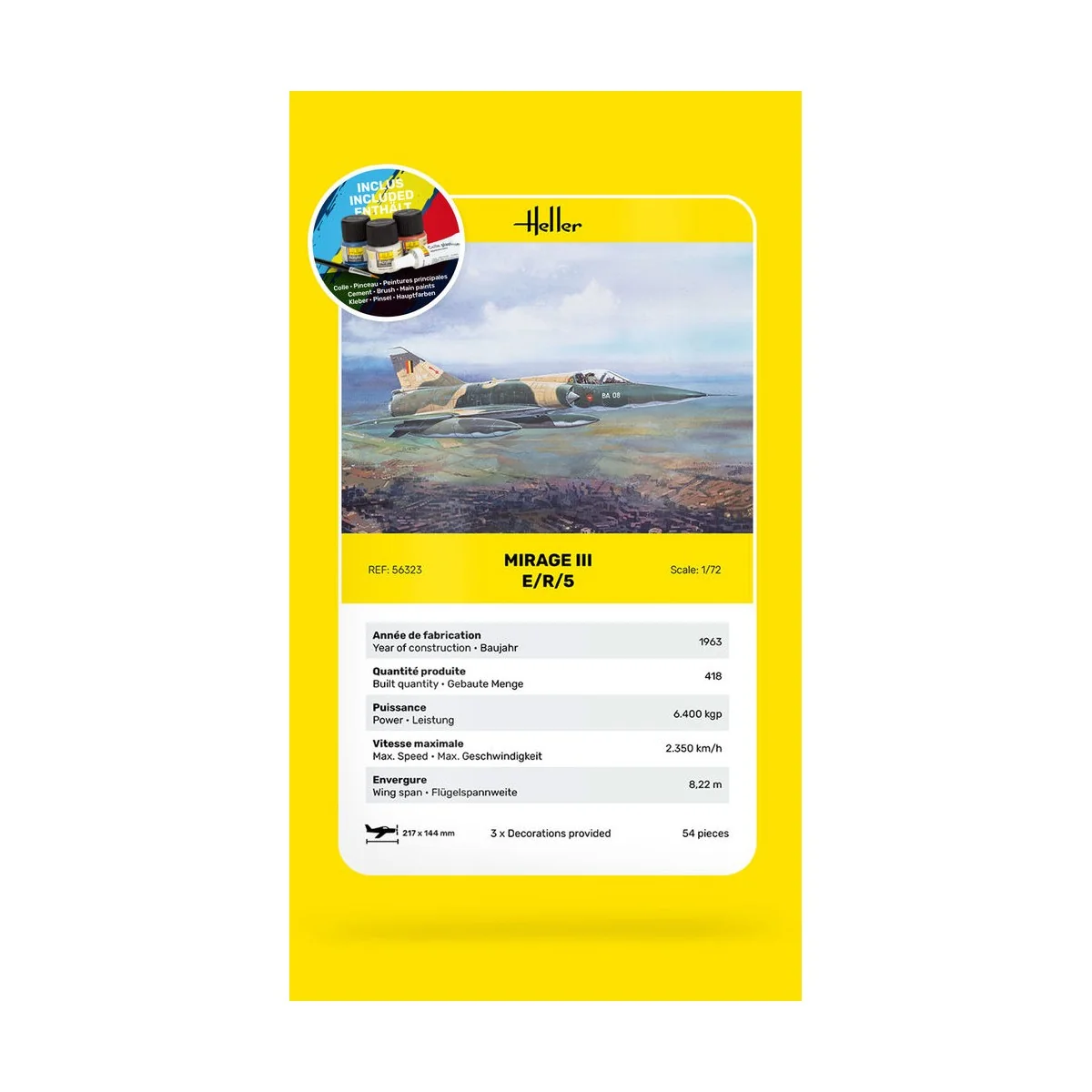 STARTER KIT Mirage III E, 1/72 - Heller 56323