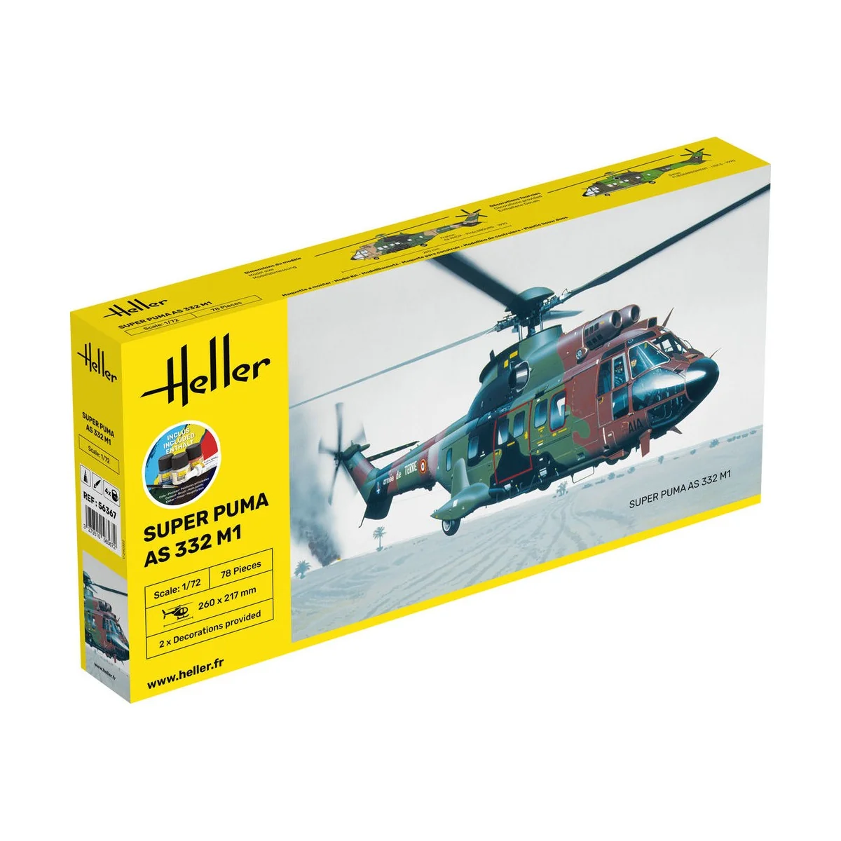 STARTER KIT Super Puma AS 332 M1, 1/72 - Heller 56367