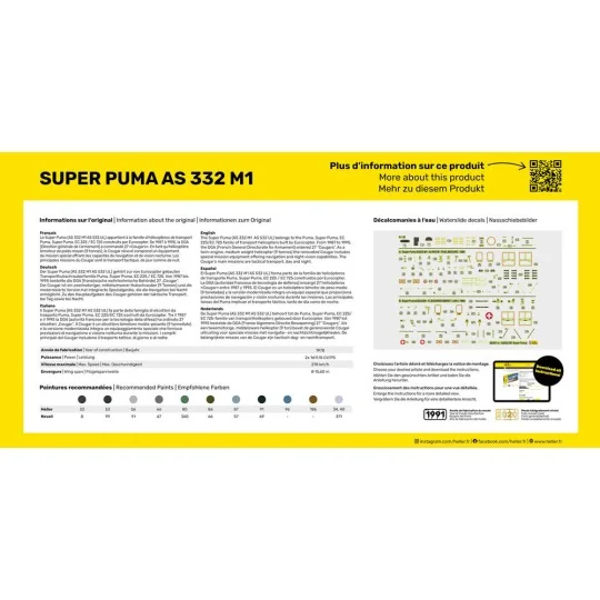 STARTER KIT Super Puma AS 332 M1, 1/72 - Heller 56367