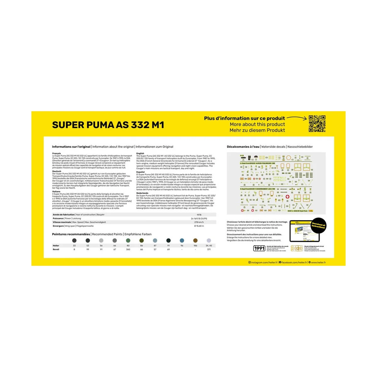 STARTER KIT Super Puma AS 332 M1, 1/72 - Heller 56367