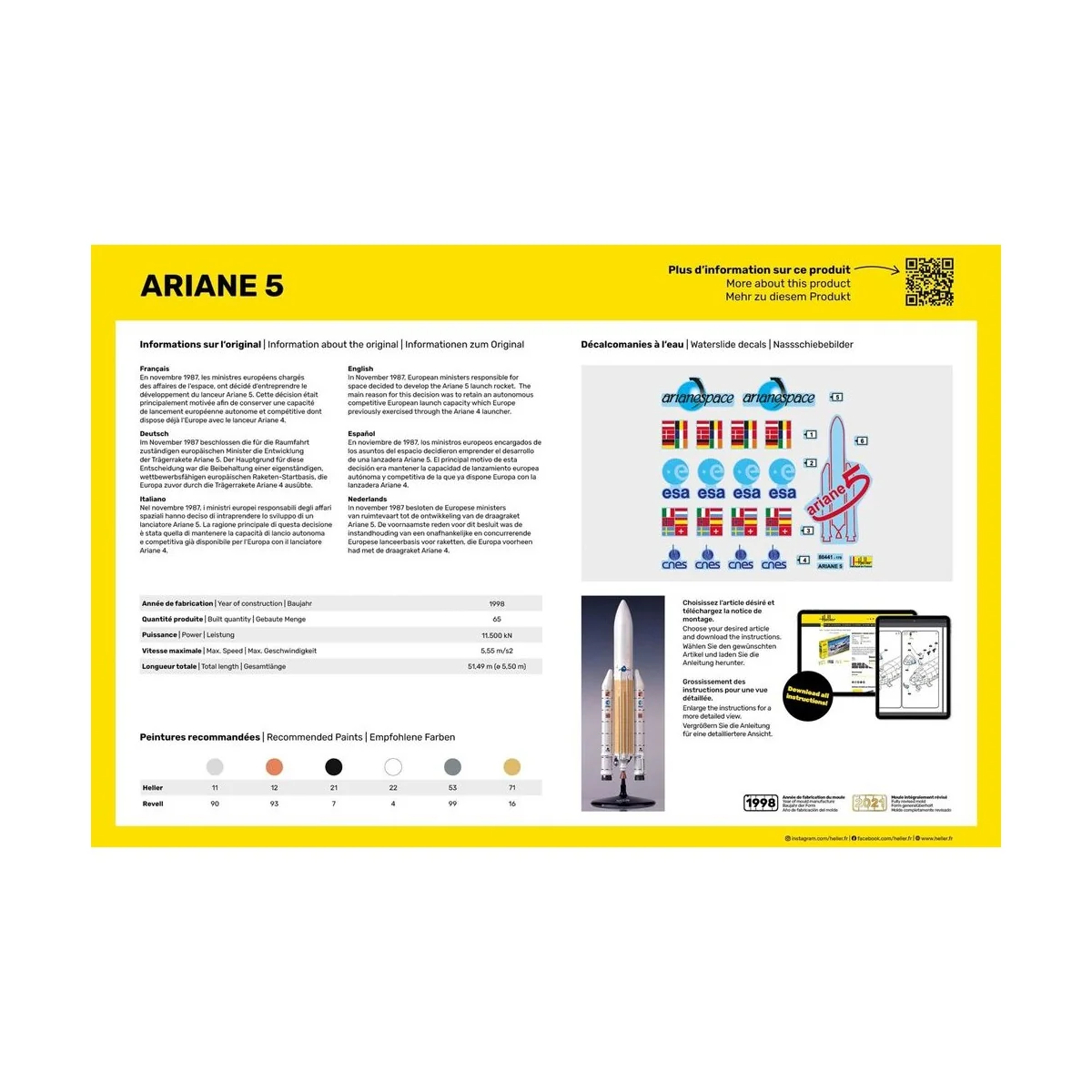 STARTER KIT Ariane 5, 1/125 - Heller 56441