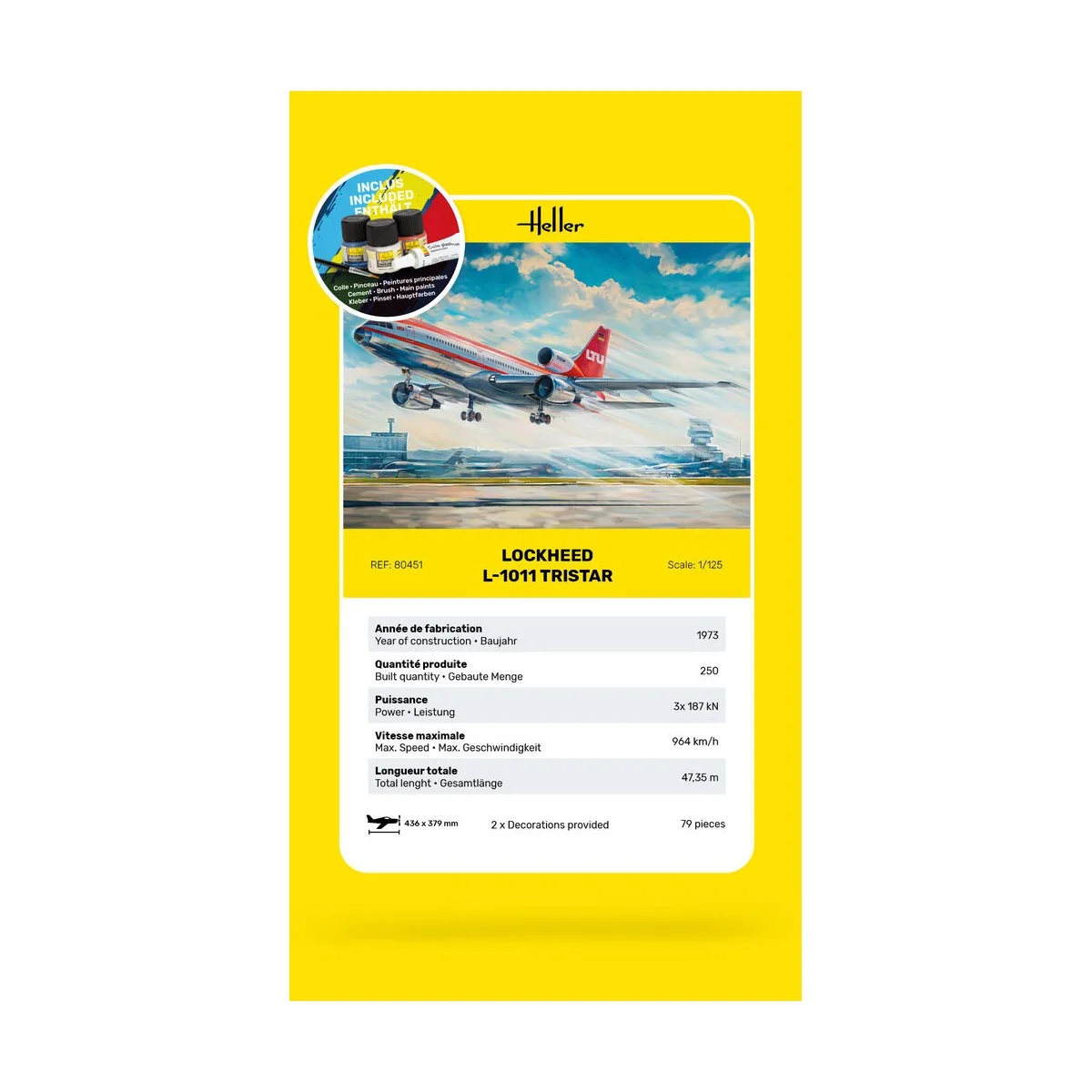 STARTER KIT Lockheed L-1011 Tristar, 1/125 - Heller 56451