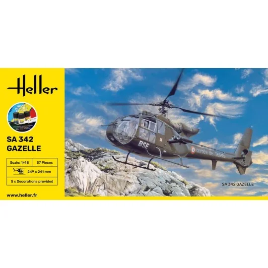 STARTER KIT SA 342 Gazelle, 1/48 - Heller 56486