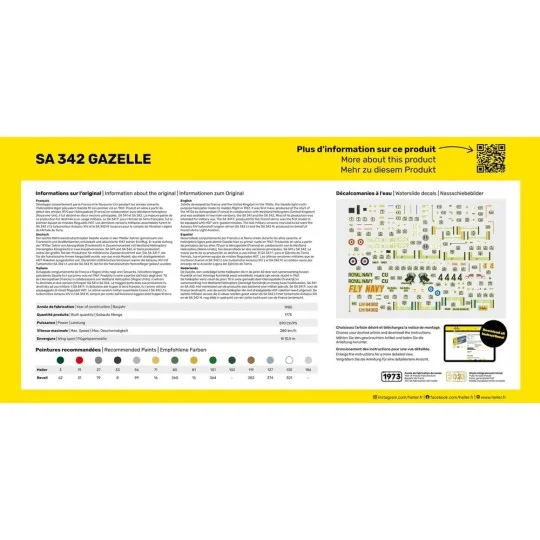 STARTER KIT SA 342 Gazelle, 1/48 - Heller 56486