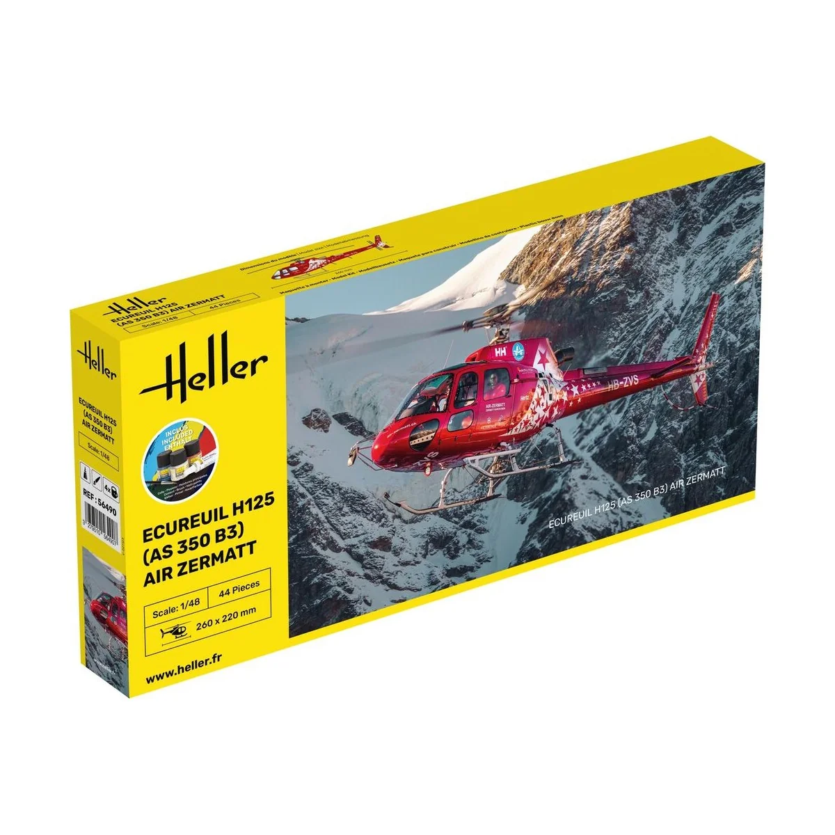 STARTER KIT Ecureuil H125 (AS 350 B3) Air Zermatt, 1/48 - Heller 56490