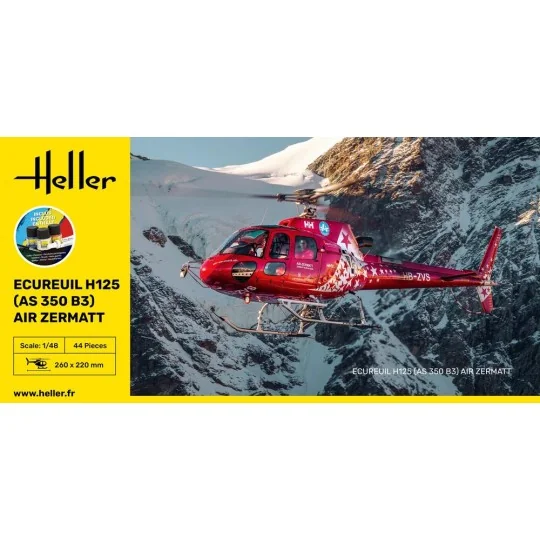 STARTER KIT Ecureuil H125 (AS 350 B3) Air Zermatt, 1/48 - Heller 56490