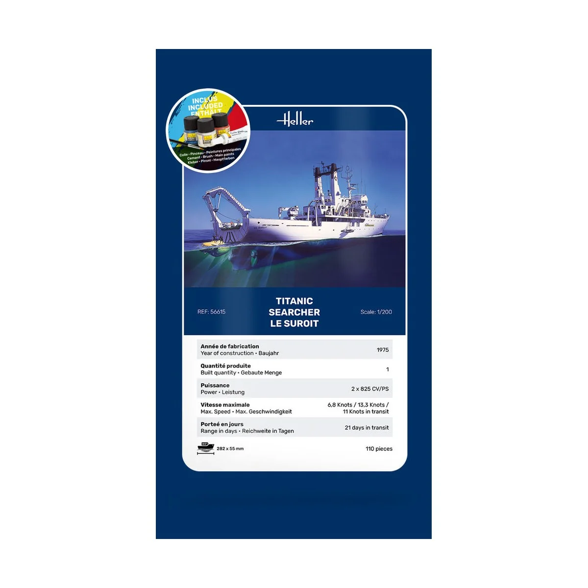 STARTER KIT Titanic Searcher "Le Suroit", 1/200 - Heller 56615